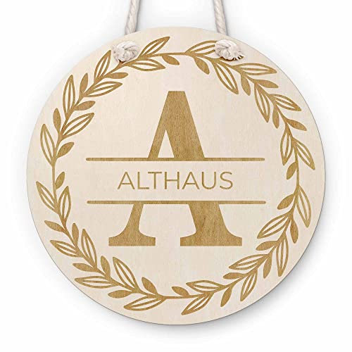 Türschild aus Holz mit Gravur | Personalisiertes Holzschild mit Wunschnamen | Geburtstagsgeschenk Babygeschenk mit Namen | Namensschild Wohnungstür Zimmertür