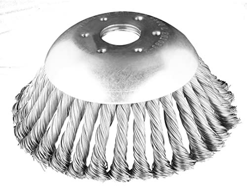 GRAPHITE Brosse métallique pour meuleuse à essence 150/200 x 25,4 mm, dure/douce, diamètre extérieur 150/200 mm, trou intérieur 25,4 mm, pour le nettoyage des dalles (150 x 25,4 mm, dur)