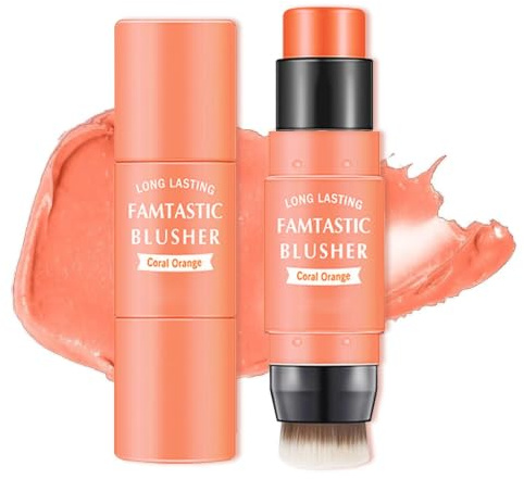 ZCSXK Fard à Joues crème avec Pinceau - Maquillage Blush Waterproof avec | Blush Multi-bâtons 2 en 1 pour Joues teintées Yeux lèvres, Fard à Joues crème imperméable