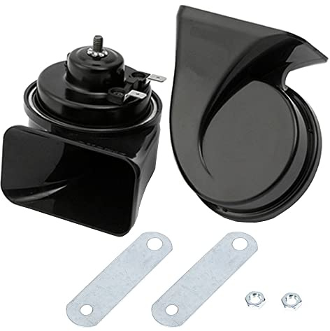 MOCNT 2Pcs 12V Trombe Auto 120db Super Forte Tromba per Camion Aria Elettrica Clacson Camion Impermeabile Corno di lumaca Horn Doppio Tono Auto Moto Bicicletta