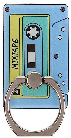 Blue Cassette Mix Tape 90s Retro Phone Ring Holder Grip Finger 360 Mount Stand Mobile Universal Loop for All Smartphones
