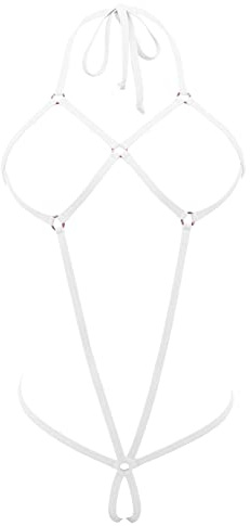 SHERRYLO Sling Bikini extrema mikrobikinis G string stringtrosa mini exotisk tanning bathing suit, Vit/överflödig trädgård, one size