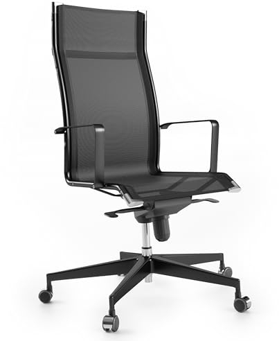 Bossberg BB70 Ergonomischer Bürostuhl, Design Schreibtischstuhl mit Lordosenstütze für Home Office & Büro, Rückenfreundlich & Höhenverstellbar, Made in Italy - Absolut Schwarz