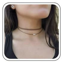 Inilbran Boho Layered Velvet Choker Necklace - Brown Leather Cord and Gothic Velvet Ribbon Necklace for Women and Girls