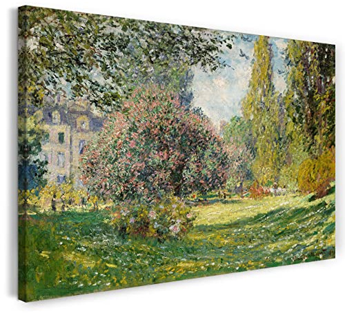 Printed Paintings Leinwandbild (30x20cm) Claude Monet: Landschaft am Park Monceau (1876), Leinwand auf Keilrahmen gespannt und fertig zum Aufhängen, hochwertiger Kunstdruck aus deutscher Produktion
