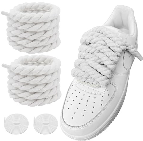 LUHOHI Cordones de cuerda para zapatos, cordones de cuerda gruesa negra para tenis Air Force 1 AF1 de diseñador, cordones grandes y gruesos