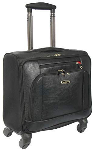 A1 FASHION GOODS Pilotenkoffer Lederoptik 4 Rollen Kabinengröße an Bord Reise Businesstasche 777 schwarz, Schwarz , Small H43 x L42 x W23 cm, 2.6kg 37L, Pilotenkoffer