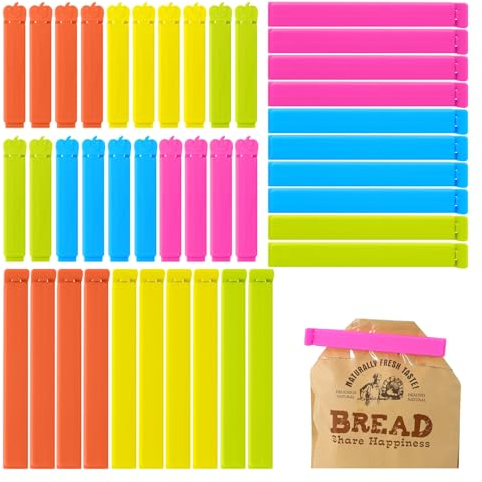 Redamancy 40 Piezas Pinzas Cocina Bolsas, 7/11 cm Pinzas Cierre Bolsas, Color Pinzas Bolsas Alimentos, Pinzas Comida Plastico para Galletas de Nueces de Café