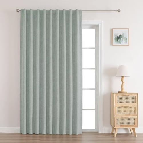 Joydeco Blackout Curtains for Bedroom - 100% Light Blocking 2 Panels Sage Green Drapes 100W x 120L, Thermal Insulated Room Darkening Curtains, Linen Textured for Living Room, Rod Pocket & Back Tabs