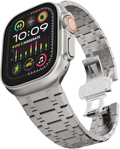 KADES 49mm 46mm 45mm 44mm 42mm(Series 3) Kompatibel mit Apple Watch Armband,Edelstahl Gliederarmband Ersatzarmbänder Geeignet für iWatch Ultra 3 2 1,SE 3 2 1,Series 11 10 9 8 7 6 5 4 3 2 1,Titan