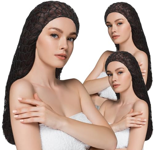 XLSXEXCL 5 Pcs Snoods for Women Hair, Extra Large Hair Nets Mesh Hair Net Crochet Mesh Sleep Bonnet Length Rayon Mesh Wrap for Curly Hair