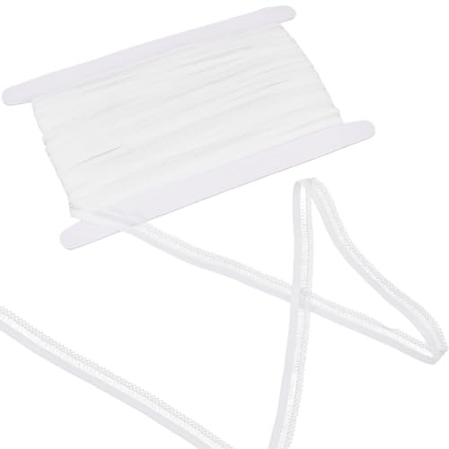 GORGECRAFT 25M Picot Loop Elastico In Pizzo 12mm Fasce In Nylon Lavorato A Maglia con Frange In Spandex Nastro In Pizzo Elasticizzato Bordi Decorativi per Lingerie Rifinitura Biancheria Intima Bianco