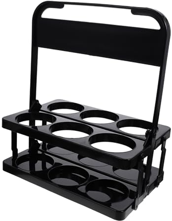 Garneck Beer Basket Pp Foldable Bottle Holder Remote Beer Crate for Home Bar Portable Design Black Holding Organizer