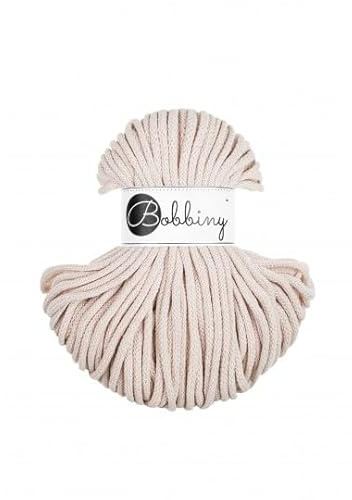 Premium Baumwoll-Flechtschnur - 5mm x 50m - Vielseitige Makramee-Kordel für Stricken, Weben, DIY-Basteln und Heimdekoration - Hochwertige Bunte Bastelschnur - Nude