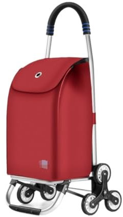 Chariot de Courses Caddie de Courses Chariot De Courses Pliable Avec Sac De Courses Amovible En Tissu Oxford Imperméable Pour Le Linge Et L'épicerie Chariot à Roulettes Courses Caddie à Roulettes(Rot,