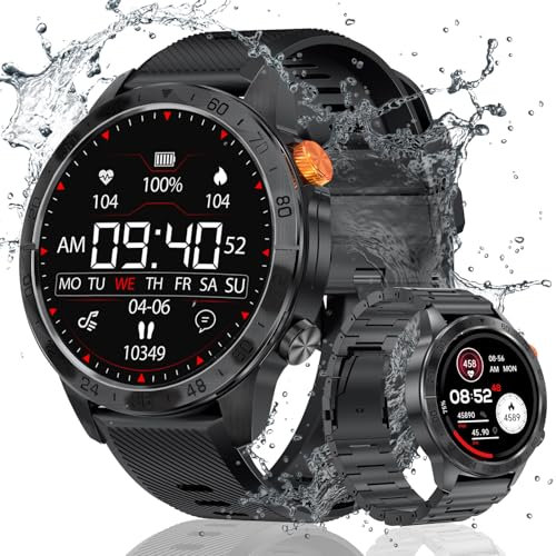 Loekneue Reloj Inteligente Hombre,1.43 AMOLED Smartwatch con Llamadas,100+ Deportiva /SpO2/ IP68 Impermeable Pulsera/Monitor de Sueño/Podómetro Ejercicio iOS Android (Negro Acero)