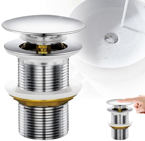 Dtoterul Bonde de Lavabo, Pop Up Bonde Lavabo Universel, Bonde Lavabo Clic Clac,Vidage Salle de Bain Acier Inoxydable Sans Trop-Plein Anti-Colmatage Argent pour Vasque Salle de Bain Avec Universel