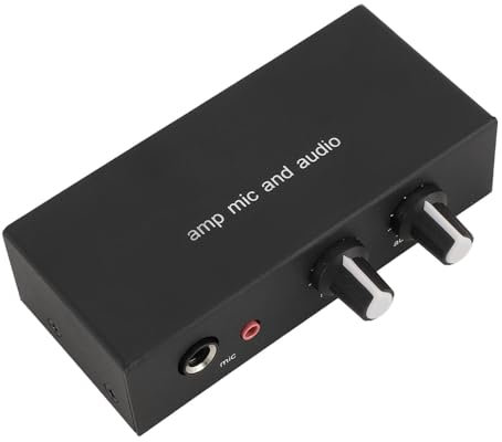 VBESTLIFE Preamplificatore in Alluminio, 3 Porte di Uscita, Amplificatore Microfonico Dinamico, con Bias, per Sistemi Professionali (Spina Europea)