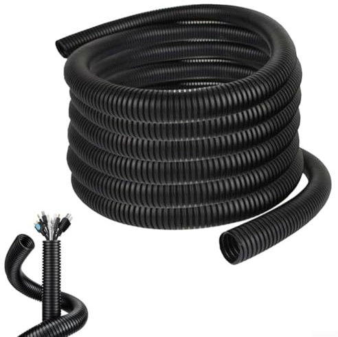 Hasaller Gaines de protection de câble de 20,3 m - Noir - Tube de protection flexible ondulé pour câblage électrique de voiture et jardin (9,5 mm)