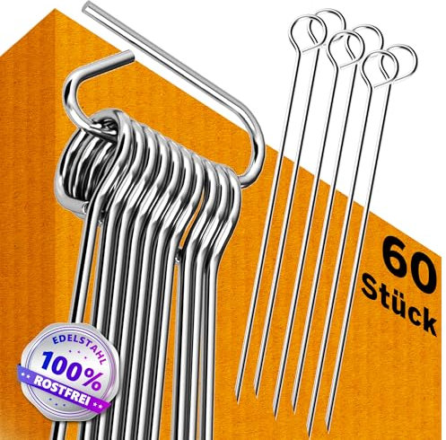 4happy Juego de 60 agujas para enrutador de acero inoxidable, longitud de 10 cm, pinchos para rouladenspieße con mango redondo y punta afilada, práctico reemplazo para pinzas de enrutador