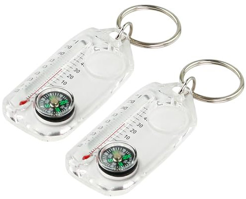 Psdndeww Schlüsselanhänger im Taschenformat, Kompass-Anhänger, multifunktional, Führungskompasse, Thermometer, Schlüsselanhänger, Überlebenskompasse