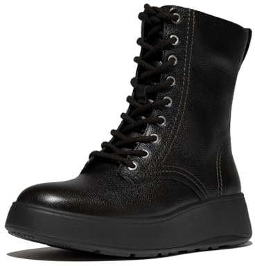 Fitflop Stivaletti da donna in pelle con lacci e cuciture F-Mode Warm TUMB, nero, 37, Nero, 37 EU