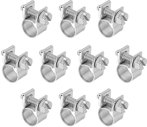 PATIKIL 10 Pcs 8-10mm Mini Fuel Injection Hose Clamps Stainless Steel Adjustable Clamp