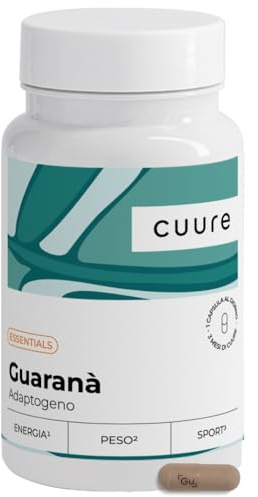 Guaranà Puro - CUURE - 3 mesi, 90 capsule - 22% Caffeina Naturale - Energia, Sport, Concentrazione - Perdita Peso - Contro la Stanchezza Fisica e Mentale - Forte e Efficace - Vegan