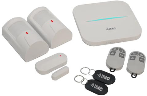 IMC Watchman 8-piece smart home alarm security system – 2 x Wireless PIR sensors, 2 x remote controls, 2 x RFID tags, 1x Door/Window contact 1x Smart alarm hub - FREE App with push notifications