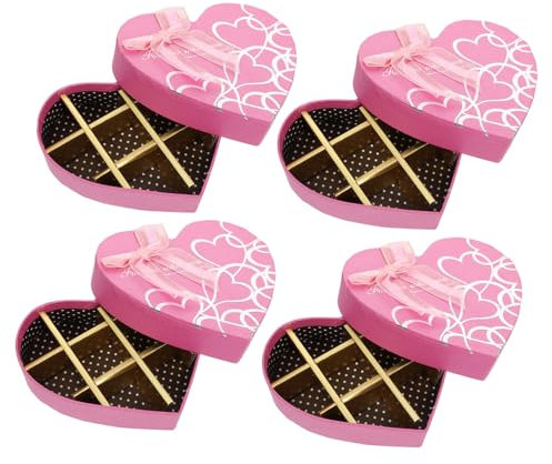 Beaupretty 4 Stück Herzförmige Pralinenschachtel Herz-Boxen Schokolade Valentinsgrüße Fudge storage boxes aufbwahrungs-box Aufbewahrungsboxen präsentieren Geschenkbehälter Papierstau Rosa