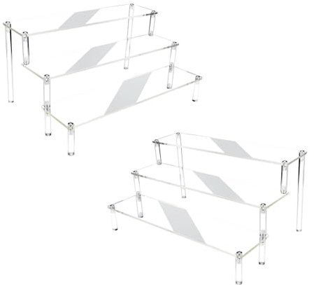 Alzate di Display Acrilico 3 Strati Espositore Acrilico Trasparente 2 Pezzi Scaffale in acrilico Espositore per Cupcakes Profumi Oggetti da Collezione Cosmetici