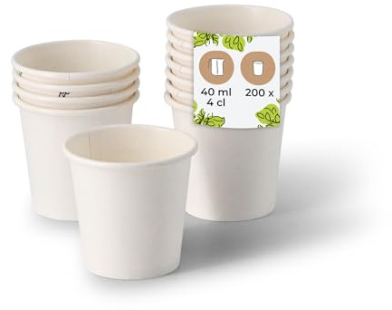 BIOZOYG Schnapsbecher aus Papier 200 Stück 40 ml weiß - Pappbecher Beschichtet Party Zubehör Einwegbecher Messen, Events, Verkostung - Alternative für Plastikbecher Schnapsgläser 4 cl Shot Becher