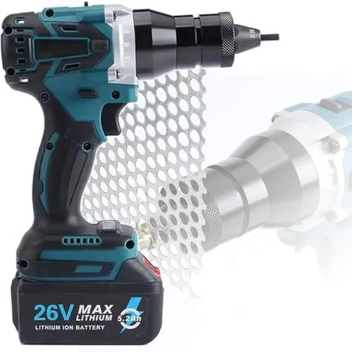 Remachadora eléctrica inalámbrica de 26 V, automática y de alta resistencia, para tuercas y remaches.,1Battery-2200mAh