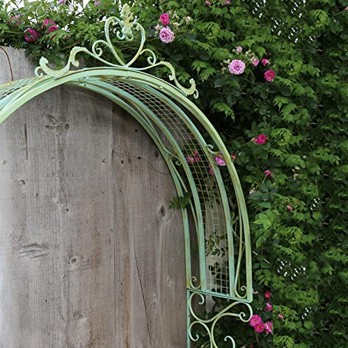 Arche de jardin murale vintage blanche, treillage de roses en fer, tonnelle rustique pour plantes grimpantes, tonnelle pour entrée, porches, fenêtres et portes décoration