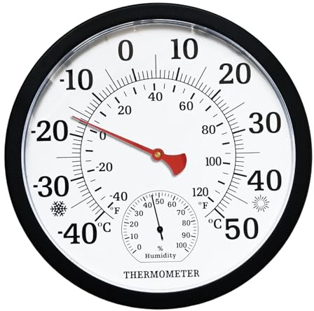 Tarqite Wireless Thermometer Room Temperature, Indoor Outdoor Thermometer Hygrometer - No Battery Needed Weather Station with Large LCD Monitor Temperature & Humidity for Home, Greenhouse, Garden