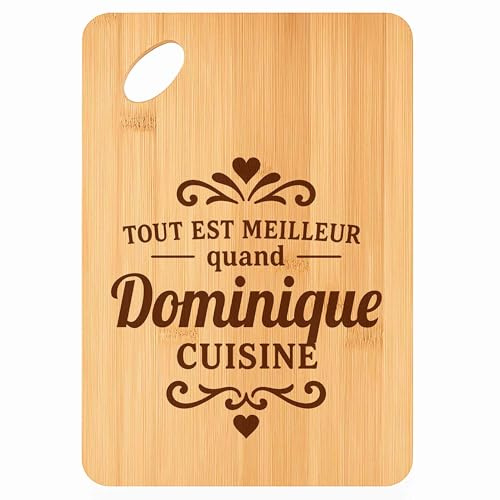 Planche à Découper Meilleur Quand Dominique Cuisine - Plateau Apéro en Bambou Cadeau Gravé pour Homme Femme Cuisine Barbecue