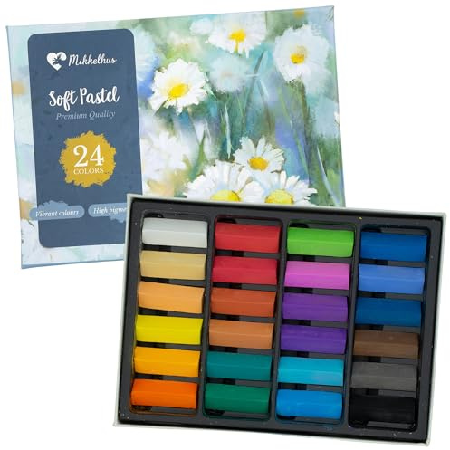 Mikkelhus Juego de 24 colores pastel, tizas pastel suaves intensas pigmentadas, para artistas aficionados y artistas