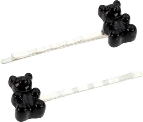 Bluebubble MY SWEET SHOP Gummy Bear Silver Hair Clip Slide Pin on Gift Card (Jelly Baby Black)