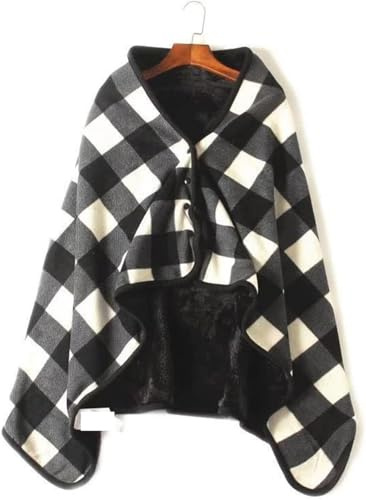 CAIYZH Capa De Forro Polar For Silla De Ruedas, Manta Térmica con Capucha Y Poncho, Manta De Invierno A Cuadros For Silla De Ruedas Mujeres Y Hombres(E)