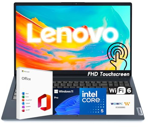 Lenovo IdeaPad Business Laptop, 15.6 FHD Touchscreen Display, Intel 13th 10-Core i5 CPU (Up to 4.6 GHz), 16GB RAM, 1TB SSD, Copilot AI Ready, Wi-Fi 6, Windows 11 Pro with Microsoft Office, WOWPC USB