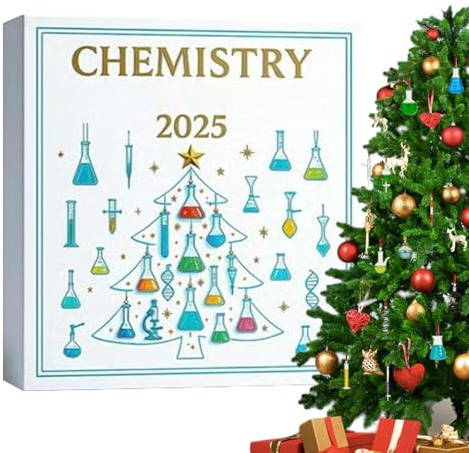 Christmas Chemistry Advent Calendar 2025 | Acrylic Ornaments 2D Holidays | Countdown Advent Calendar 24 Days Pendant, for Entrance Door, Office, Stairs, Windowsill, Fireplace, Wall, Garden