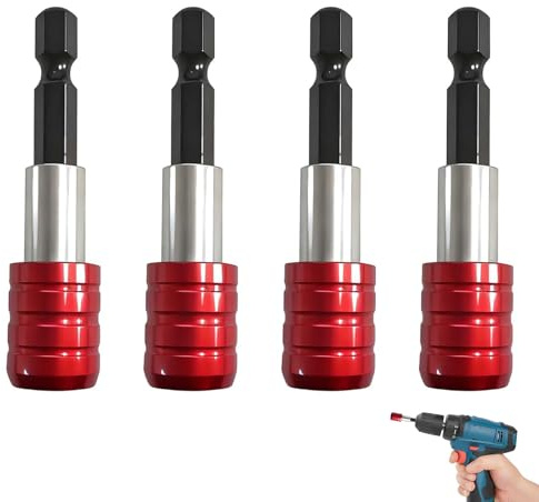 4 Pcs 1/4 Hex Shank Magnetic Drill Bit Holder (60mm), Magnetic Bit Holder Impact Driver Bits Holder Impact Extension Bar Set, Quick Release Bits Holder, Suitable for Home Repair and Diy Projects