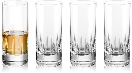 DIAMANTE Hand Cut Shot Glasses - 'Linea' Collection Premium Crystal - Set of 4 in Gift Box