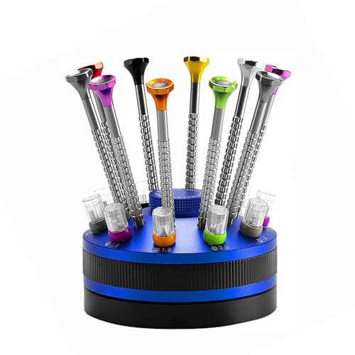 TOP-MAX Mini cacciavite a croce e testa piatta per orologiai, cacciavite di precisione 0,6-2,0 mm con supporto e spartipps, strumento professionale per orologiaio