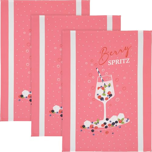 Erwin Müller Geschirrtuch Berry Spritz 3er-Pack Baumwolle pink Größe 50x70 cm