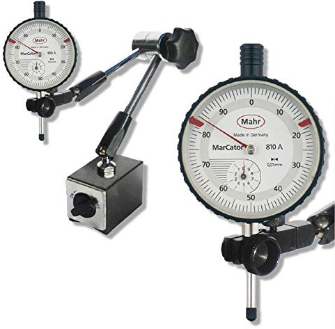 STEINLE Magnet Messstativ Zentralklemmung inkl. Mahr Messuhr im SET Messbereich 10/0,01 mm