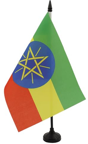 AZ FLAG Bordsflagga Etiopien 21 x 14 cm - liten etiopisk kontorsflagga 14 x 21 cm