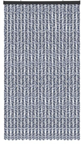 Arsvita Flauschvorhang Türvorhang (100x220 cm) in Meliert Blau-Weiß-Silber als Insektenschutz für Balkon, Terrasse oder Wohnmobil, Wohnwagen, Pavillon