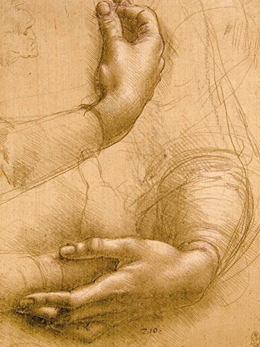 1art1 Leonardo Da Vinci Poster Handstudie, Circa 1478 Bilder Leinwand-Bild Auf Keilrahmen | XXL-Wandbild Poster Kunstdruck Als Leinwandbild 80x60 cm