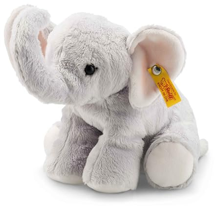 Steiff Kuscheltier Benny Elefant, Süßes Stofftier mit Kunststoffaugen, Kinder, Jungen & Mädchen, Plüschtier 20 cm, Klein, Hellgrau, 084096